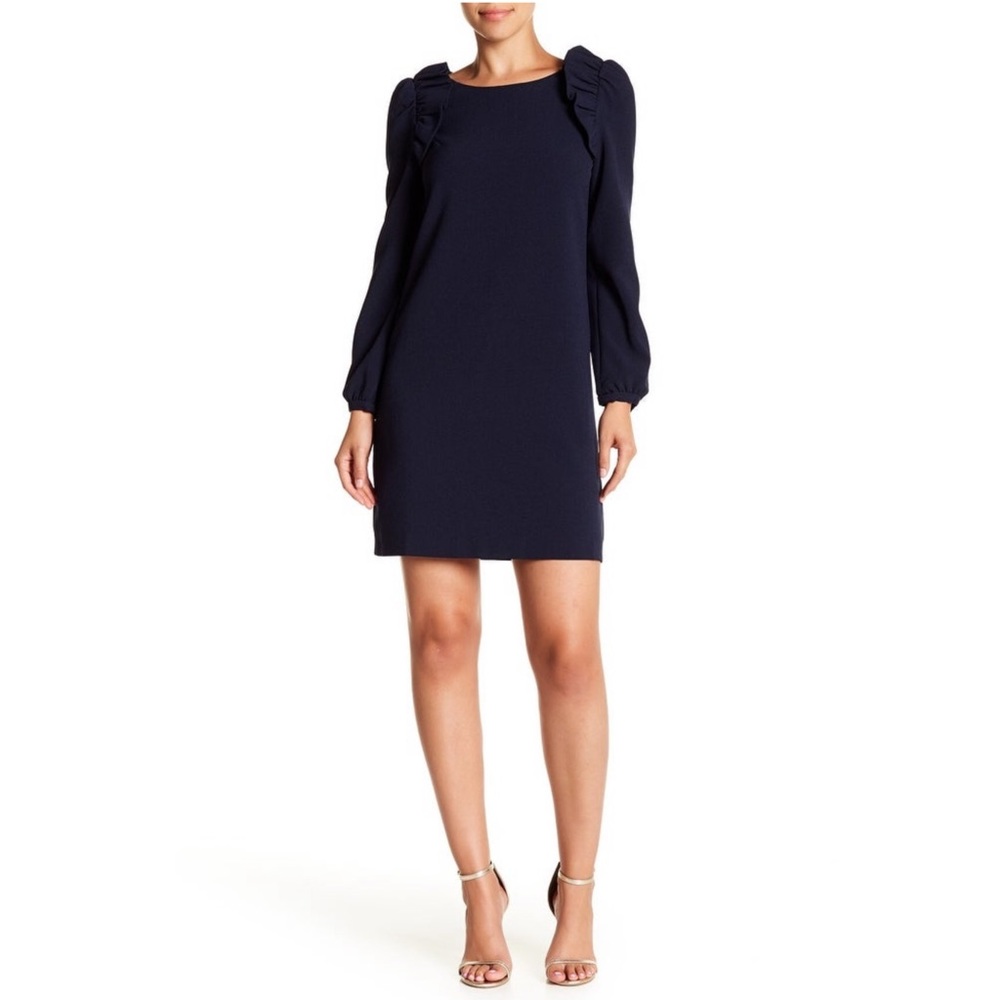 🆕Eliza J Long Ruffle Sleeve Crepe Shift Dress